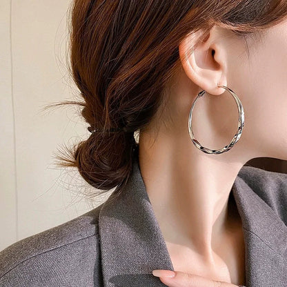5cm Twist Metal Hoop Earrings for Women – Geometric Round Circle Dangle Drop Party Jewelry Gift