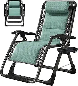 Set of 2 Zero Gravity Outdoor Lounge Chairs – Reclining Patio Sun Loungers with Cushion, Headrest & Cup Holder