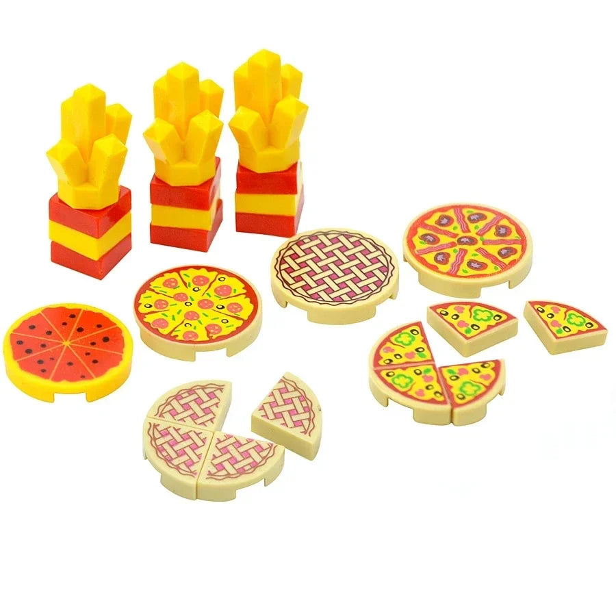 DIY Mini Food Building Block Figures – Bread, Fish, Fruit, Chicken, Crab, Hot Dog, Cake, Pizza & Carrot Creative Toy Bricks