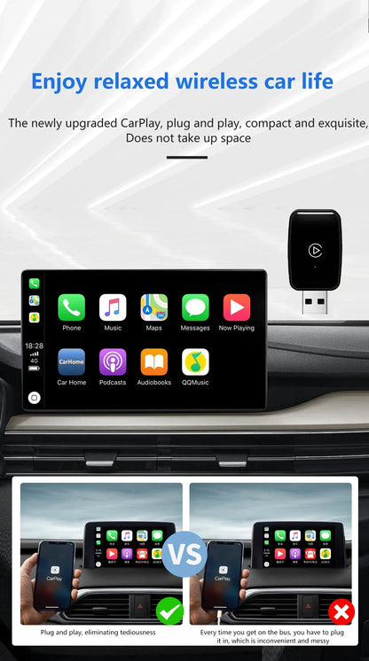 Mini CarPlay Box for Audi, Mercedes, Volvo & Volkswagen – Wireless Android Auto, Bluetooth, Charging, and Siri Support for iOS 15
