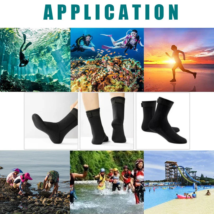 3mm/5mm Neoprene Diving Socks – Non-Slip, Warm Patchwork Wetsuit Shoes for Adults, Surfing, Swimming & Snorkeling Boots
