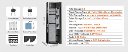 SucceBuy 3-8 Gun Safe – Digital Keypad Lock Cabinet with Removable Shelf for Rifles & Pistols