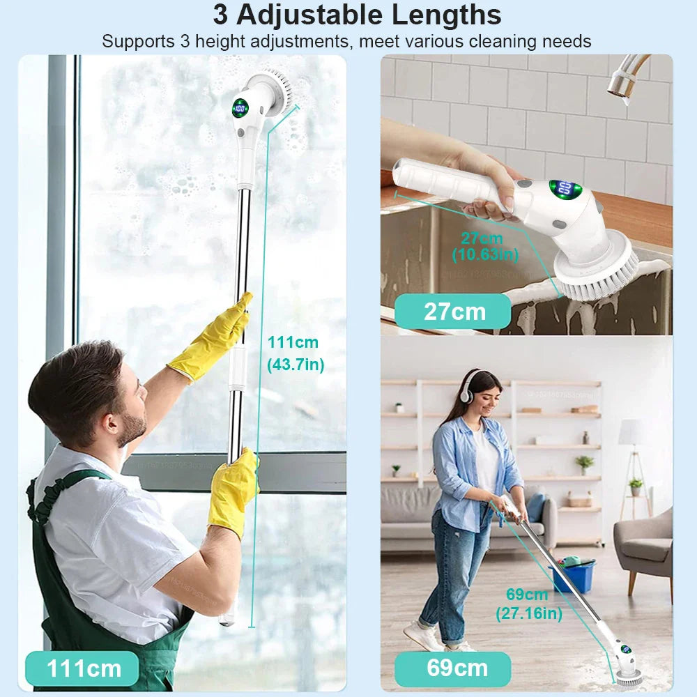 Effortless Cleaning Solution: 8-in-1 Multifunctional Electric Cleaning Brush - Wireless and Rotatable for Bathroom, Kitchen, Windows, and Toilet