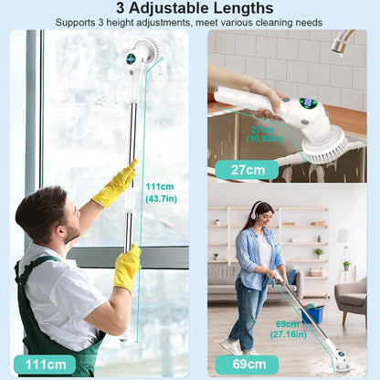 Effortless Cleaning Solution: 8-in-1 Multifunctional Electric Cleaning Brush - Wireless and Rotatable for Bathroom, Kitchen, Windows, and Toilet