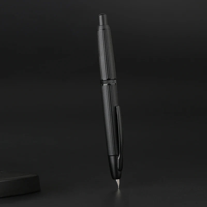 MAJOHN A1 Metal Engraved Fountain Pen: Press Fish Scale Design, Retractable with Clip/No Clip - Office and School Writing Gift