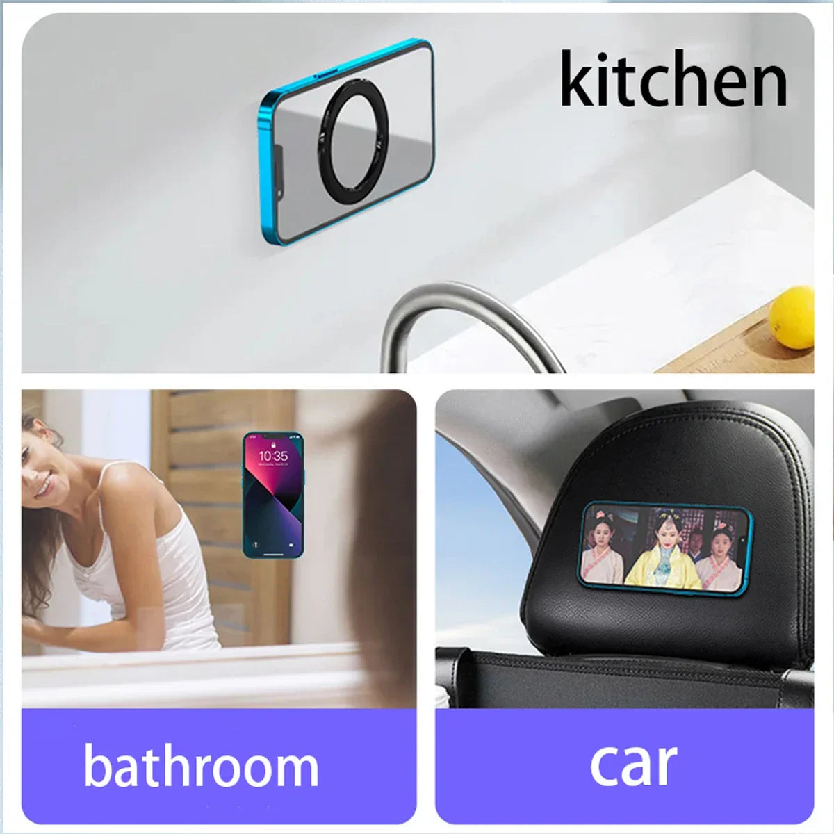 Magnetic Ring Holder for iPhone 14/13/12 – MagSafe Phone Stand & Wall Mount, Universal Car & iPad Holder