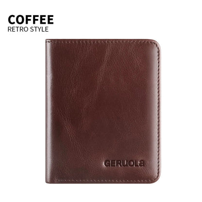 GERUOLA Vintage Genuine Leather Men’s Wallet – Ultra-Thin RFID Blocking Top-Grain Cowhide Multi-Card Holder with Secure Snap Button Slim Wallet for Men
