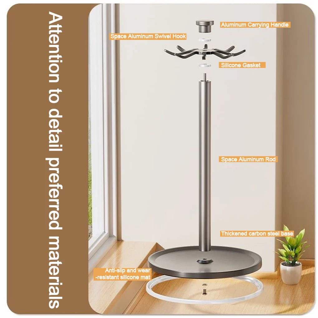 Rotating Kitchen Utensil Stand — 8-Hook Countertop Organizer for Cooking Tools