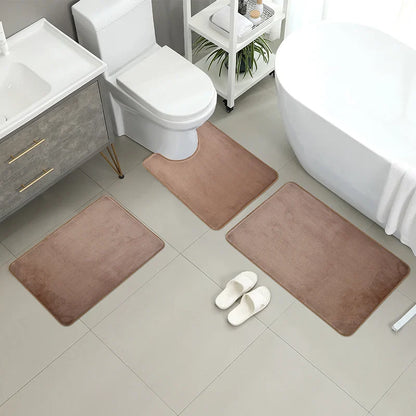 3 Piece Bathroom Mat Set – Non-Slip Toilet, Shower & Bath Floor Absorbent Rugs, Soft Comfortable Carpet for Laundry Room