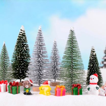 Mini Artificial Christmas Tree Figurine — Sisal, Silk & Cedar Pine for Fairy Garden, Micro Landscape & New Year Decor