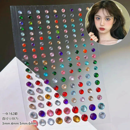 3D Holographic Teardrop Rhinestone Stickers - Self-Adhesive Crystal Diamond Face, Eye & Hair Decoration Tattoos