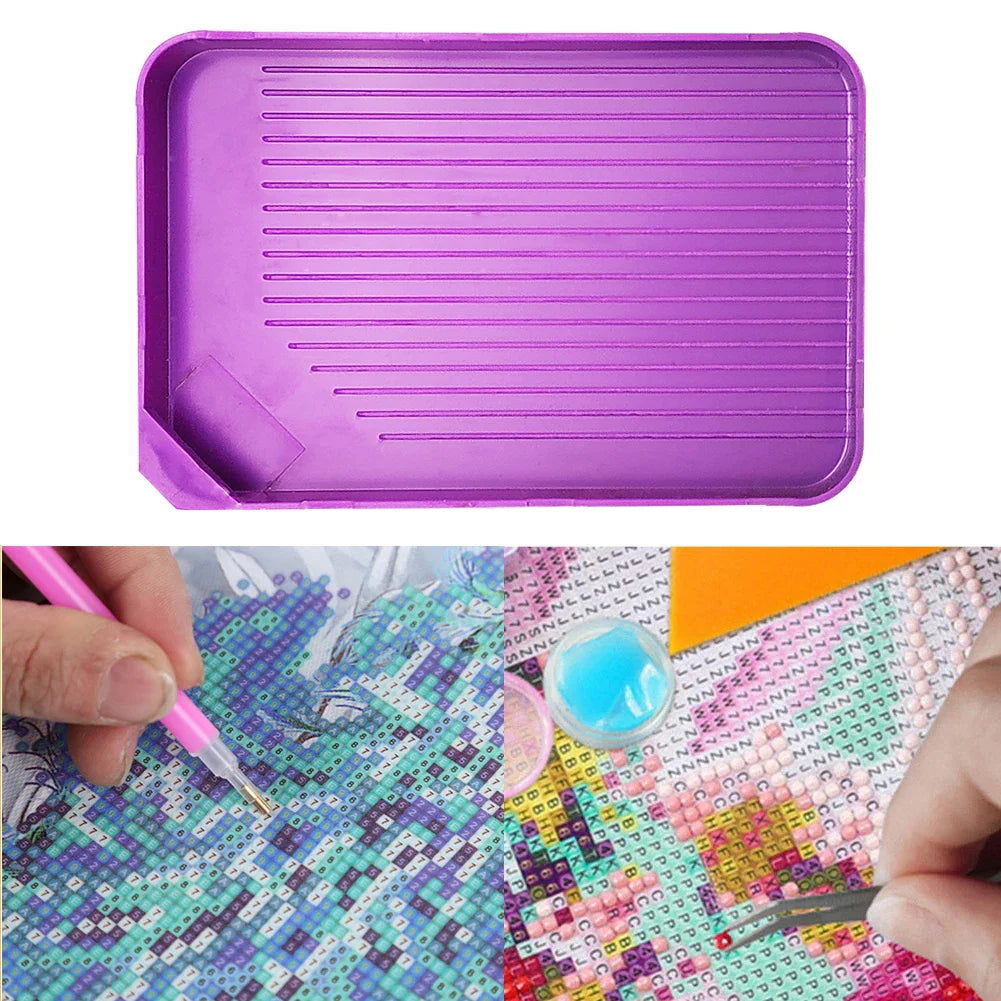 Large Capacity Diamond Painting Tray — Purple DIY Mosaic Art Craft Funnel Tool Accessory