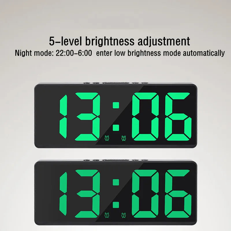 Acrylic/Mirror Digital Alarm Clock - Voice Control, Battery Powered Table Clock with Snooze & Night Mode - 12/24H LED Electronic Clocks