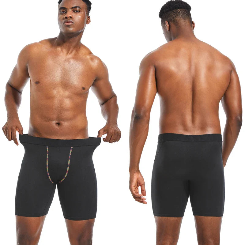 Men’s Long Boxer Briefs – Fashion Polyester Stretch Underwear, Comfortable Sexy Fit Performance Boxer Shorts for Men