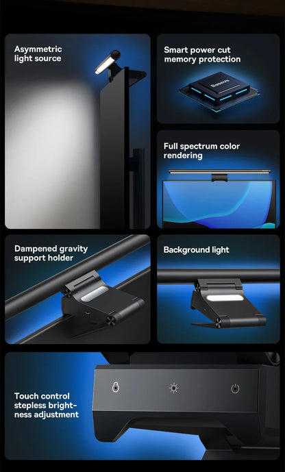 Baseus Screen Light Desk Lamp – USB Hanging LED Light for Computer Monitor, Laptop, and Study Reading
