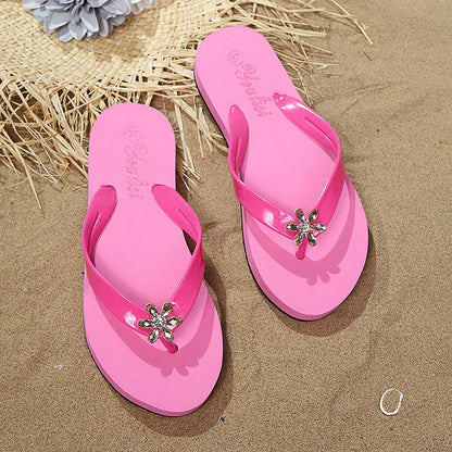Women's Floral Flat Flip Flops - Lightweight Soft Sole Summer Beach Slides