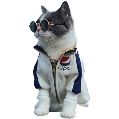 Vintage Round Cat Sunglasses for Pets - Reflective Eyewear for Small Dogs & Cats, Photo Prop Accessories