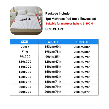 Waterproof Quilted Mattress Protector — Thickened, Breathable Topper for Single & Double Beds