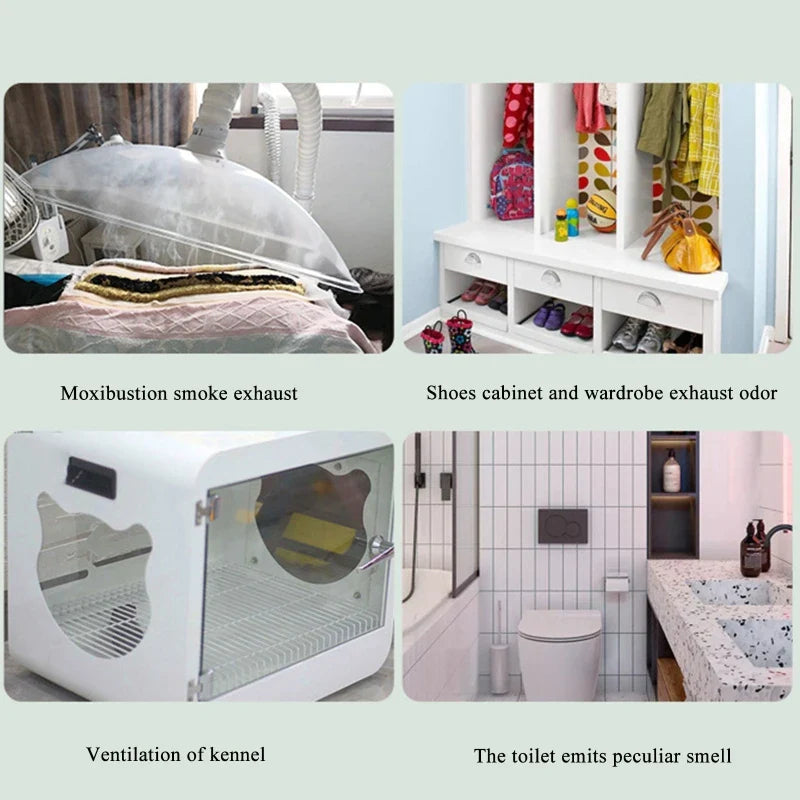 USB Ventilation Fan with 1/3/6M Pipe Tub : Exhaust and Intake Fan for Kitchen, Bathroom, and Electronics Maintenance
