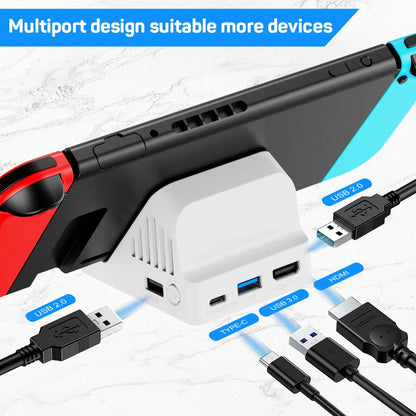 LinYuvo Switch TV Dock with Cooling Fan – Portable Stand, 4K HDMI Adapter & USB 3.0 Charging Station KD04