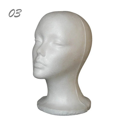 Female Styrofoam Mannequin Head | White Foam Model for Hats, Glasses, Wigs Display & Stand Rack