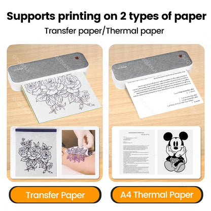 Peripage A40 Thermal Printer – Wireless Bluetooth & USB Mobile Printing Machine for Text, PDF, Tattoo Transfers