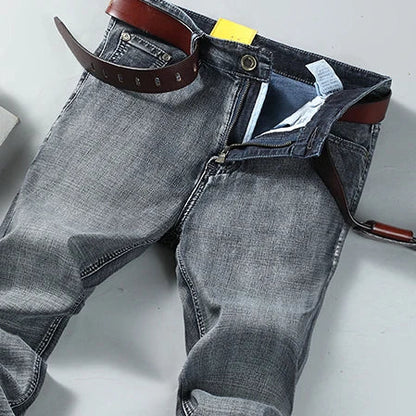 Men's Stretch Straight Leg Business Jeans – Classic Casual Denim Pants