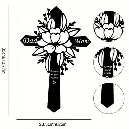 Metal Cemetery Memorial Cross – Elegant Grave Decoration for Dad & Loved Ones