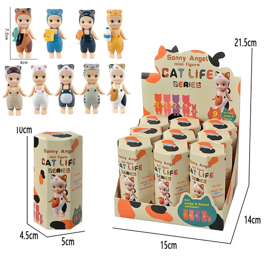 1/4/6/9PCS Random Sonny Angel Cat Blind Box - Cats Life Mini Action Figures & Ornaments, Perfect Christmas Gifts for Kids Fans