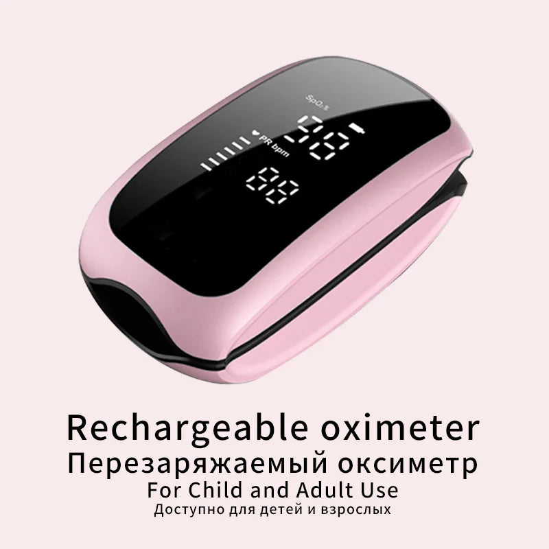 Rechargeable Finger Pulse Oximeter – SpO2 Blood Oxygen Saturation Monitor with Heart Rate and Rate Measurements, LED Display