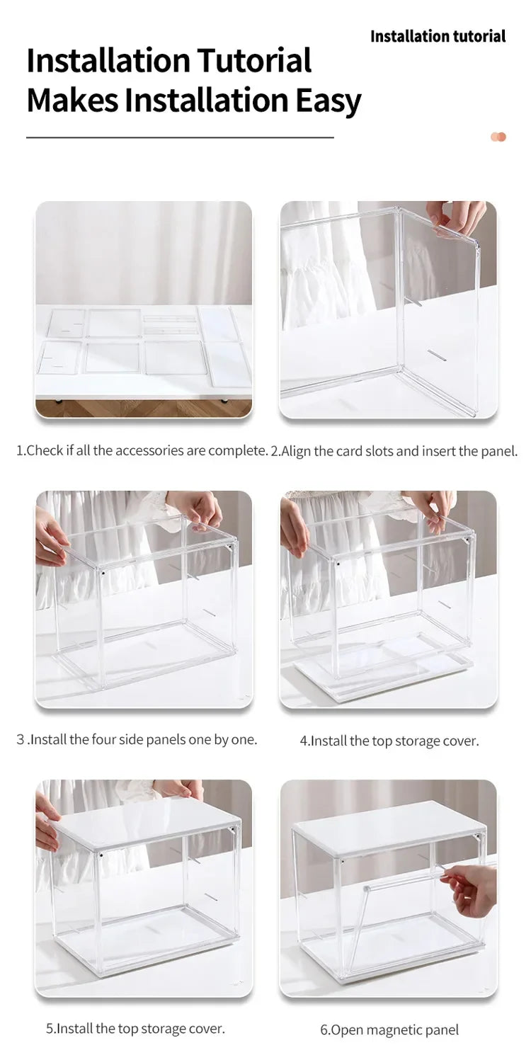 50×37×29cm Transparent Toy Organizer & Display Cabinet – Durable Storage Box for Helmets, Shoes & Books