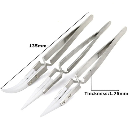 Ceramic Soldering Tweezers - Precision Anti-Static Electronic Repair Tool Set