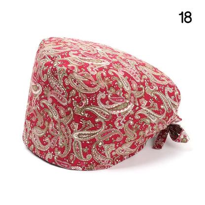 Adjustable Surgical Scrub Cap with Buttons – Ponytail Bouffant Nursing Turban Hat for Women & Men