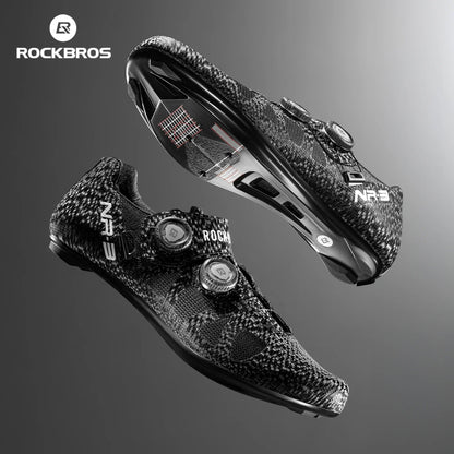 ROCKBROS Cycling Shoes - Professional Road Bike Self-Locking SPD Cleat Shoes with Knob Buckle Fastening