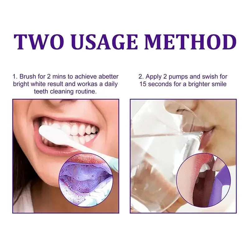 50ML V34 Purple Whitening Toothpaste – Brighten Teeth, Remove Stains & Foam Cleaning for Oral Care