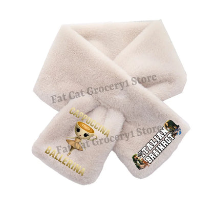 Italian Brainrot Plush Scarf – Kawaii Tralalero Neckerchief for Kids, Boys & Girls, Winter Warm Muffler, Children’s Bandelet Gift