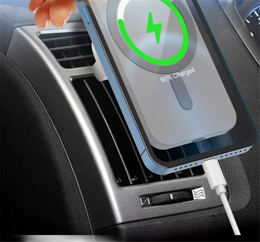 Magnetic Wireless Car Charger for MagSafe - iPhone 12/13/14/15 Pro Max, Mini, Air Vent Phone Holder Stand, Fast Charging