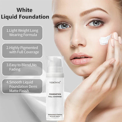 Pure White Liquid Foundation – Long-Lasting COS Stage Makeup Concealer & Mixable Brightening Adjuster