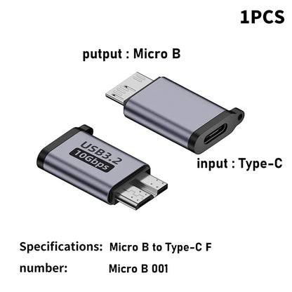 Micro B USB 3.0 Male to Type-C Female Adapter – USB 3.0 to Type-C Connector for External Hard Drive HDD Cable