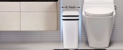 2-Pack 12L Touchless Automatic Trash Cans – Motion Sensor Slim Bins with Lids for Bathroom, Bedroom, Office (White)