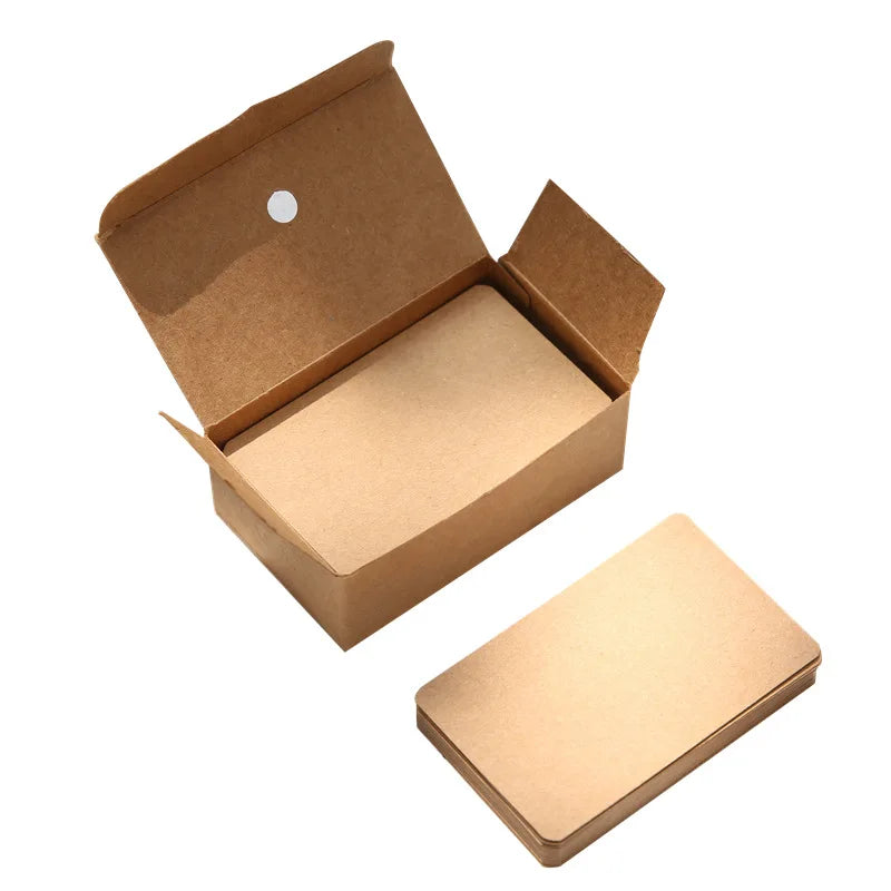 50pcs Kraft Paper Cards – Blank Business, Thank You, Message, Writing, Label, Bookmark & Learning Cards Box