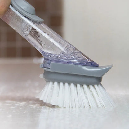 2-in-1 Kitchen Cleaning Brush with Long Handle and Removable Sponge Dispenser - Essential Dishwashing Tool