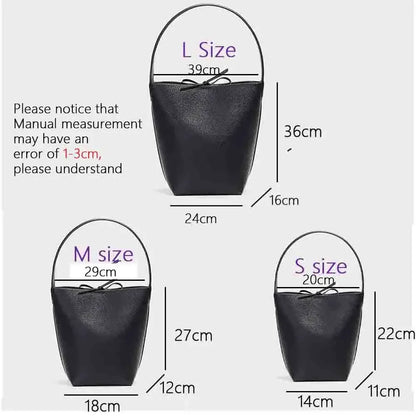 Motingsome Soft Cowhide Women's Bucket Bag – Elegant French Style, Large Tote, Luxury Thick Real Leather, 2022