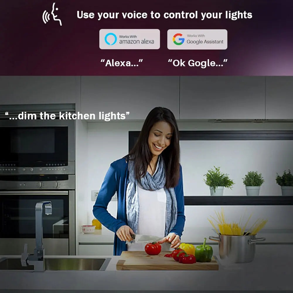 Tuya Smart Bulb E27 WiFi/Bluetooth Dimmable LED Light - RGBCW 100-240V - App Control Compatible with Alexa, Google Home