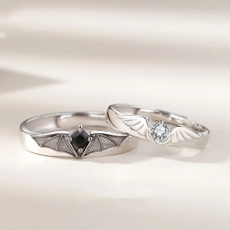 New Silver Couple Rings - Sun & Moon Adjustable Open Ring for Men & Women, Wedding & Fashion Jewelry Gift