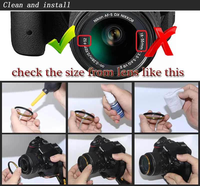 Macro +10 Close-Up Lens Filter Kit — 49mm to 77mm for Canon Nikon Sony Cameras