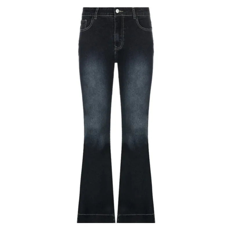 Y2K Low Waist Flare Jeans - Vintage Distressed Streetwear Cargo Pants