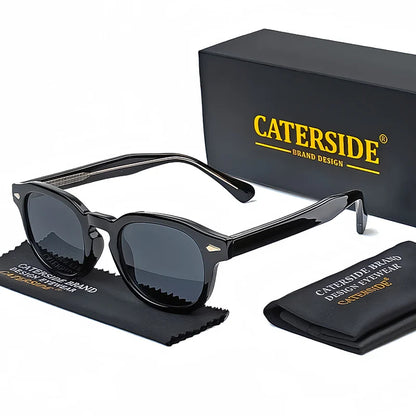 CATERSIDE Retro Round Sunglasses — Luxury Punk Pin Temple Shades for Men & Women, Sports, Leisure & Party UV400 Eyewear