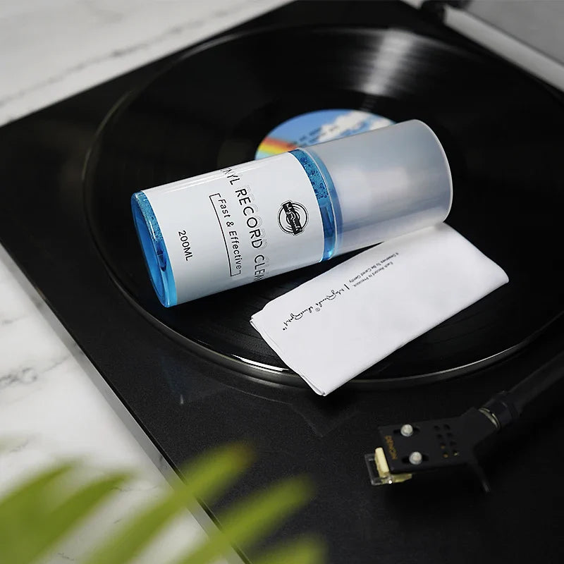 200ml LP/CD Vinyl Record Cleaner – Anti-Static Dust Removal Spray with Flannel Cloth for Professional Cleaning