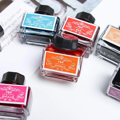 15ml Carbon-Free Fountain Pen Ink — Non-Carbon Ink Bottle for Stationery & Printing